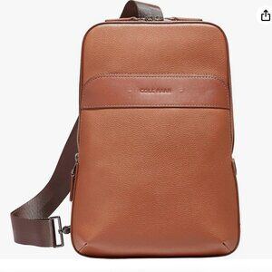 COLE HAAN Men's Triboro Sling Bag Leather New British Tan RRP $268 NEW SOLD OUT